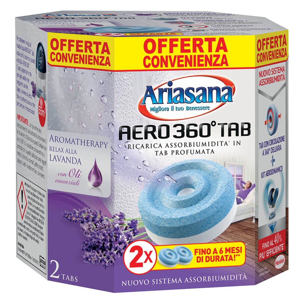 RICARICA ASSORBIUMIDITA' 'ARIASANA AERO 360° BIPAC bipack (2 x gr.450) lavanda (12 CF)