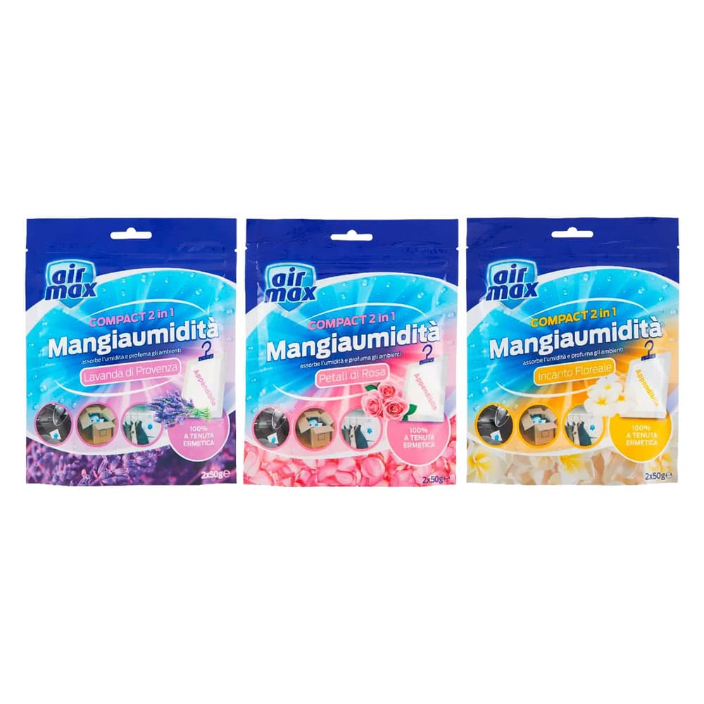ASSORBIUMIDITA' IN BUSTA APPENDIBILE 'COMPACT' 2 buste x 50 gr. - fragranze miste (12 CF)