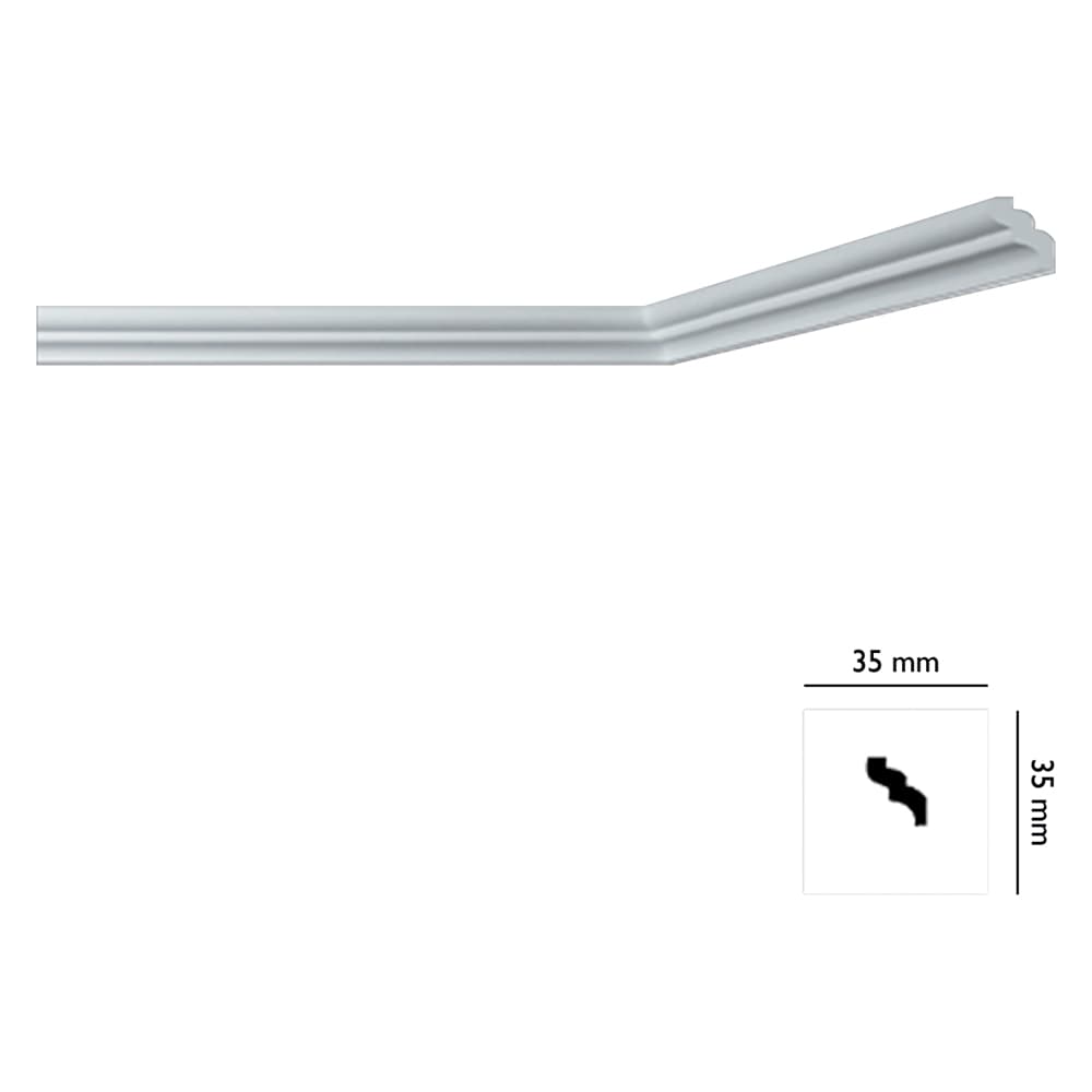 CORNICE DECORATIVA PER SOFFITTO mod. I735 - mm. 35 x 35 x 2 mt (105 PZ)