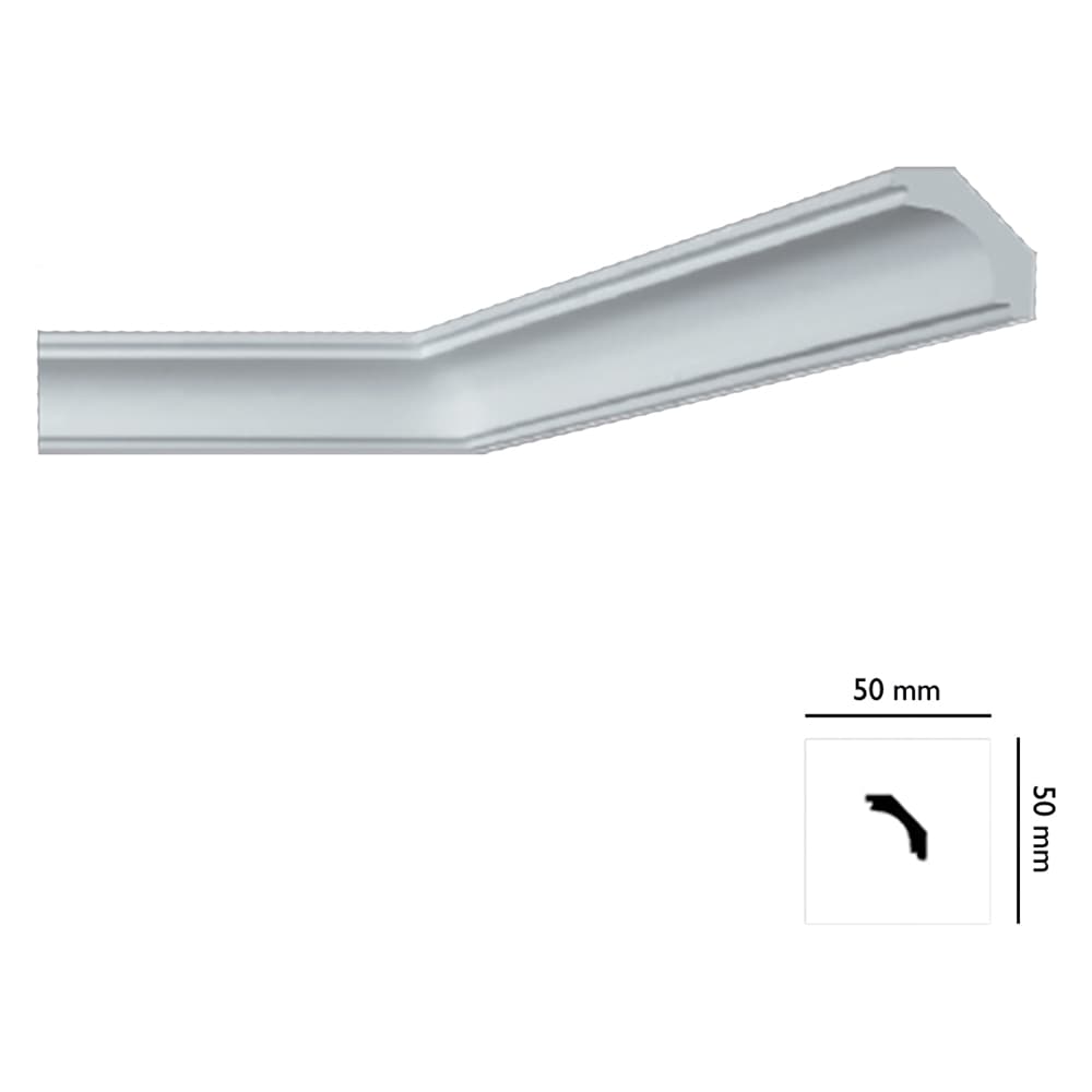 CORNICE DECORATIVA PER SOFFITTO mod. I707 - mm. 50 x 50 x 2 mt (55 PZ)