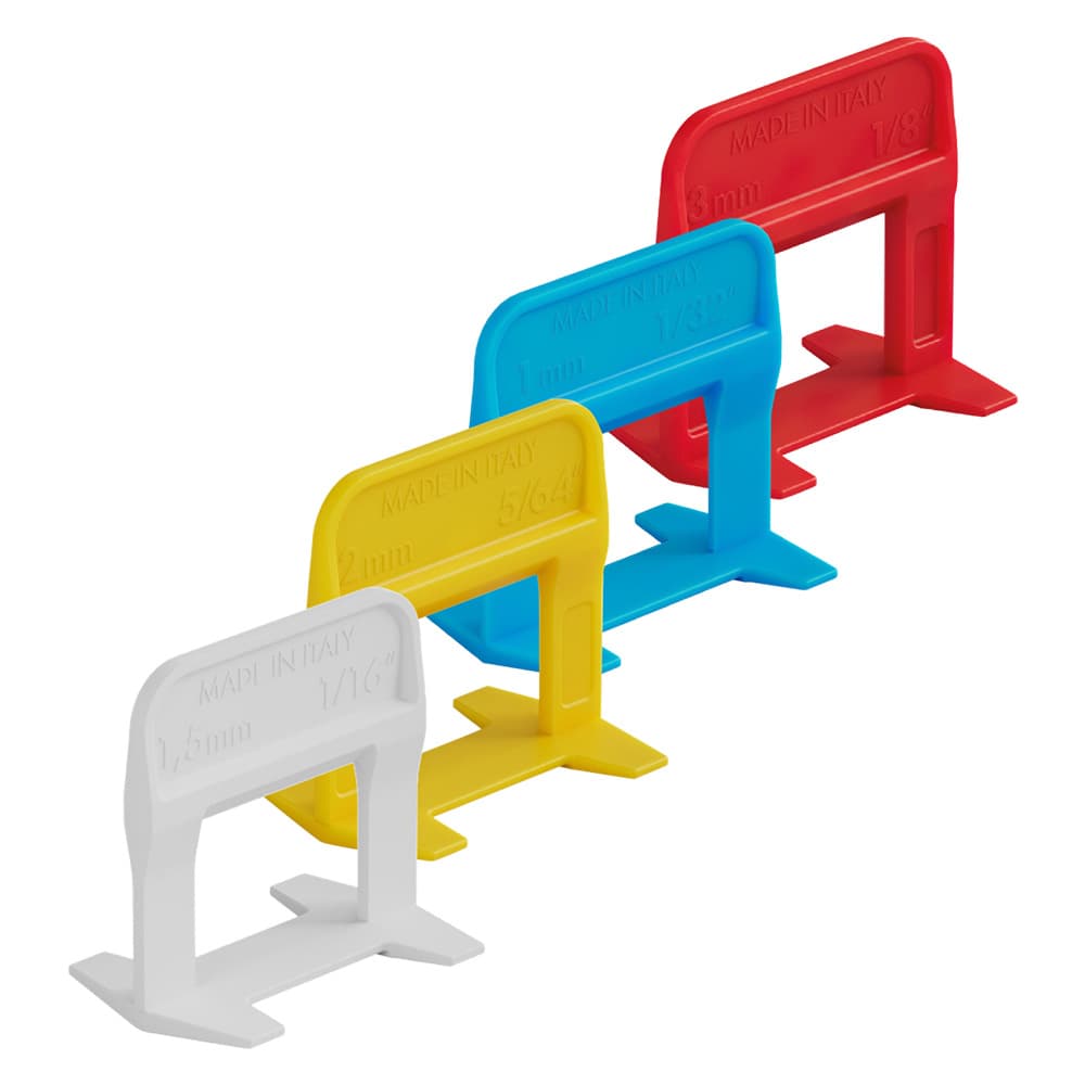 BASE LIVELLANTE CON FERITOIA PER CUNEO 'RLS EVO' H. mm 12 - fuga 3 mm - cf. 250 pz - col.rosso