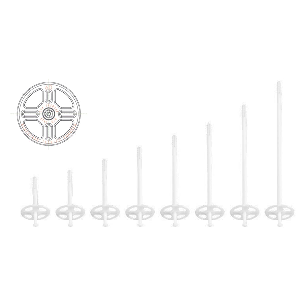 TASSELLO PANNELLI ISOLANTI CON CHIODO POLIETILENE lunghezza mm 60 (250 PZ)