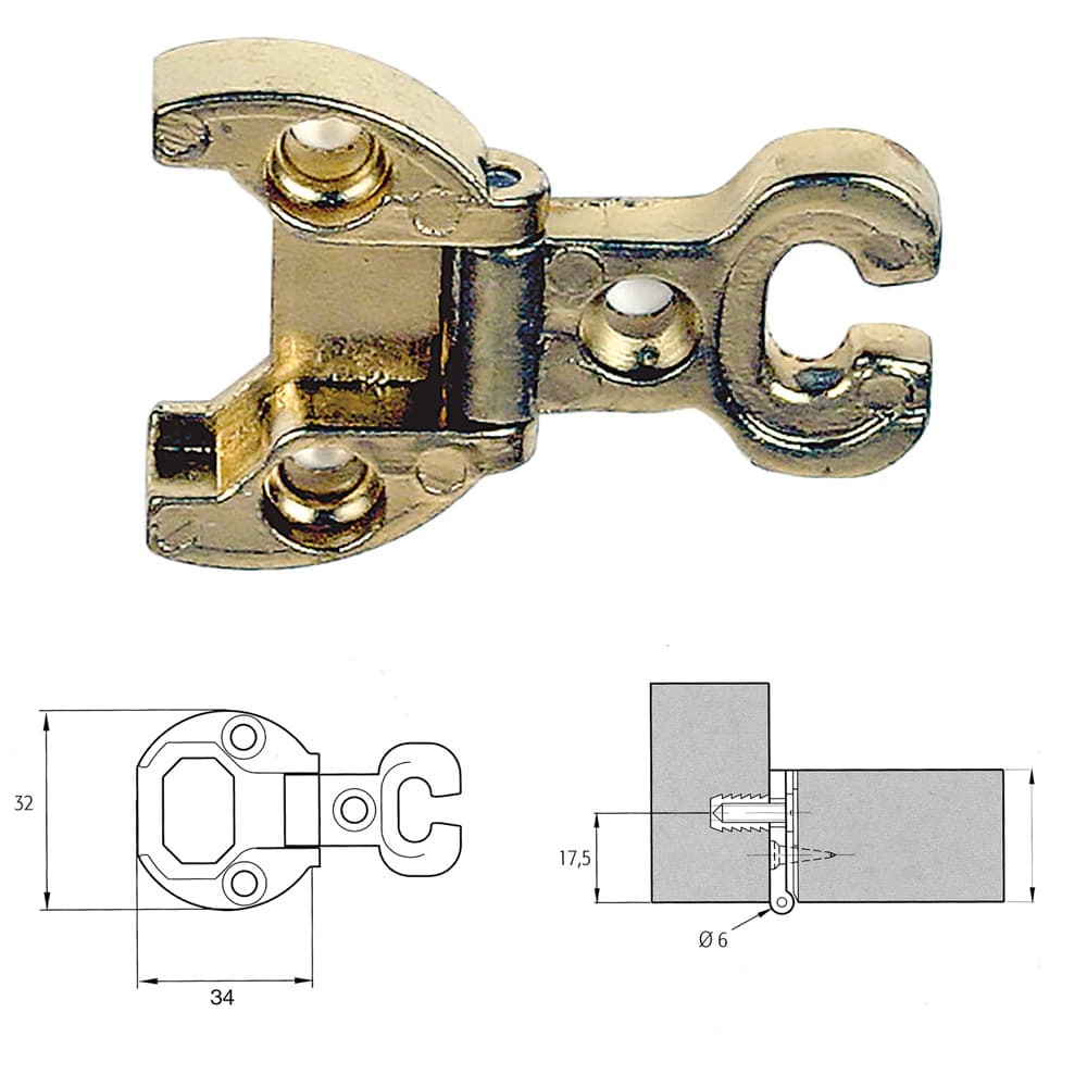 CERNIERA PER MOBILI 'A0054' oro (2 PZ)