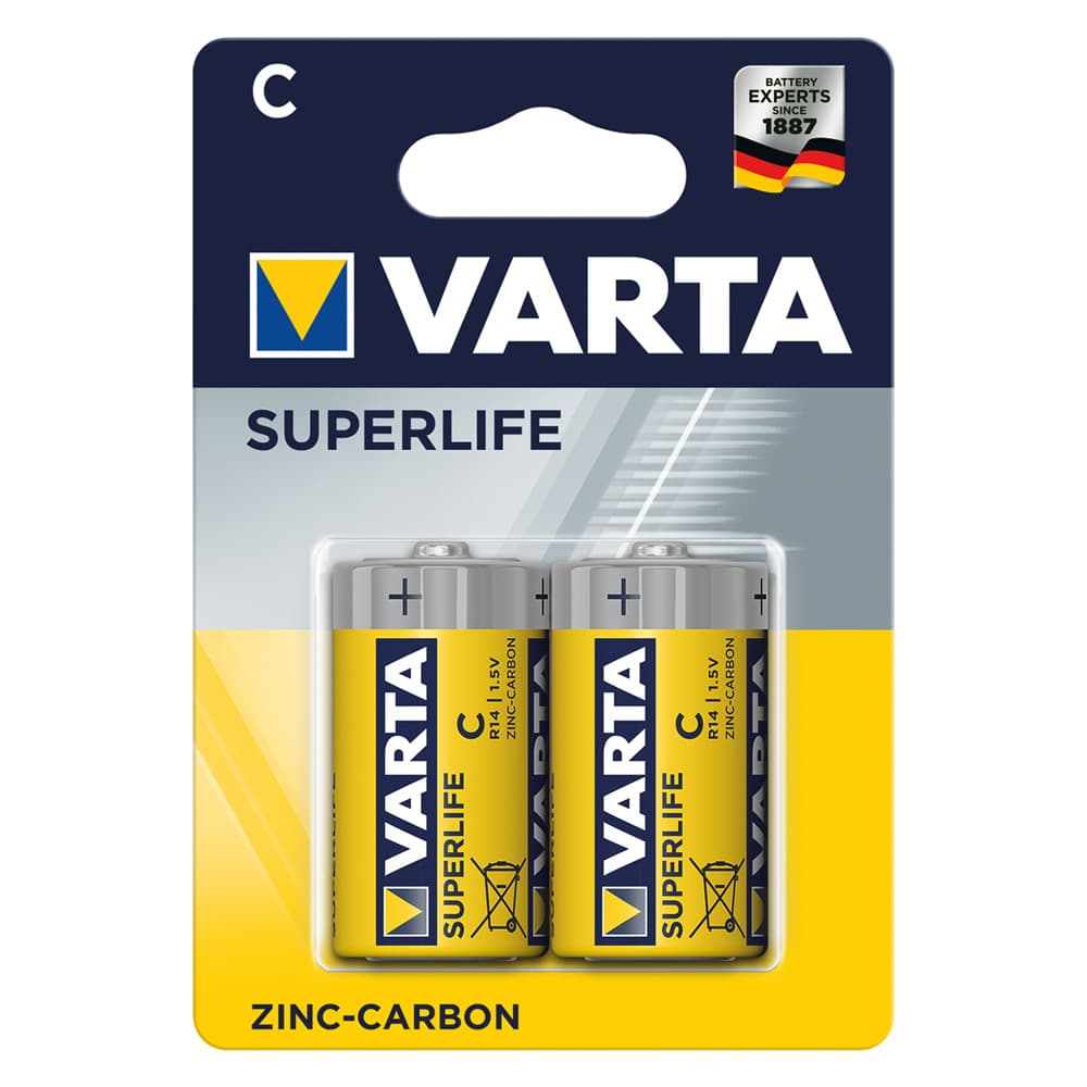 PILA MEZZA TORCIA SUPERFLIFE 'R14P' Pz 2 - 1,5 V - C (12 BL)