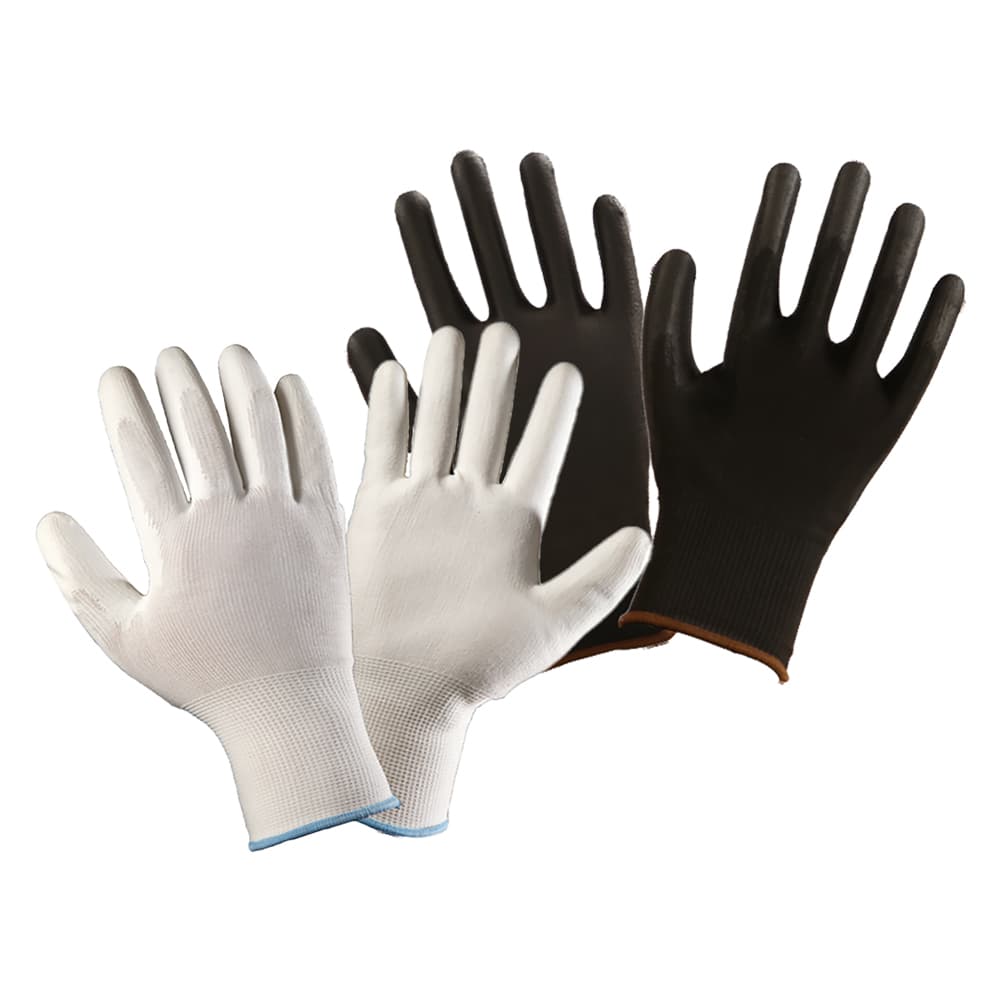 GUANTI IN POLIESTERE/POLIURETANO Tg. 7 (S) - palmo nero (12 CP)
