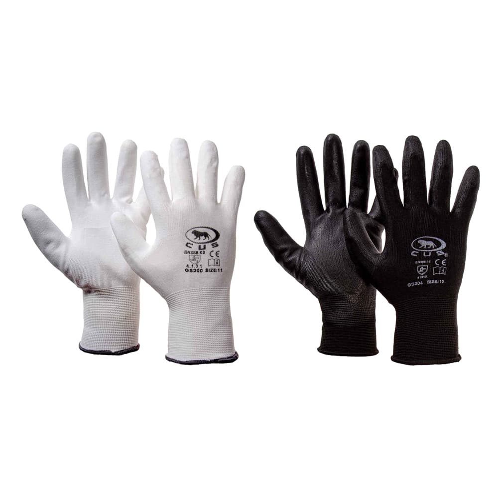 GUANTI POLIESTERE / POLIURETANO Tg. 9 (L) - palmo nero (12 CP)