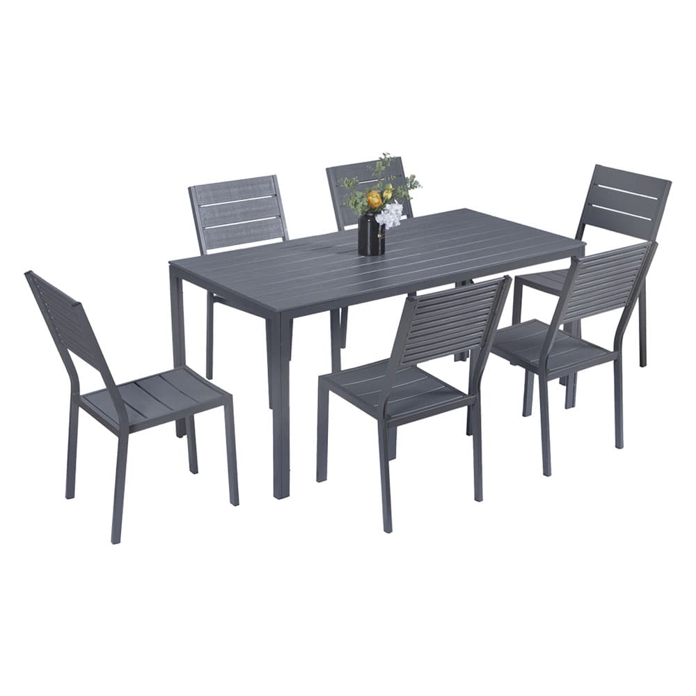 SET GIARDINO IN ACCIAIO 'BODRUM' colore dark grey