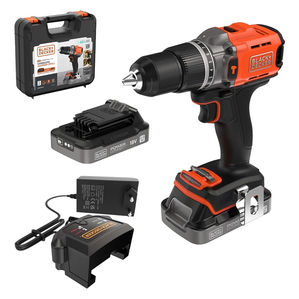 TRAPANO AVVITATORE A BATTERIA CON PERCUSSIONE 'BCD383D XK-QW' 18V - 1 batteria 2,0 ah Litio