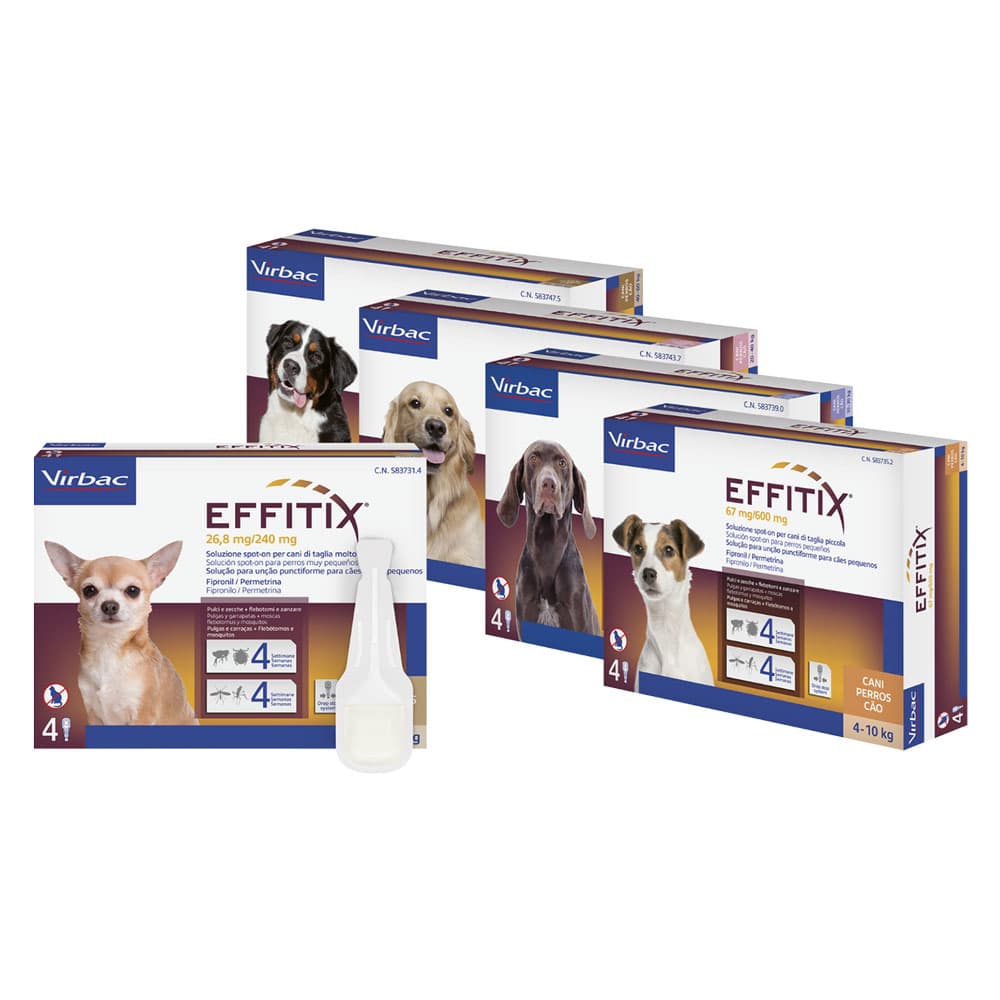 ANTIPARASSITARIO 'EFFITIX' 'Cane Large' da 20 a 40 kg - 4 pipette ml 4,4