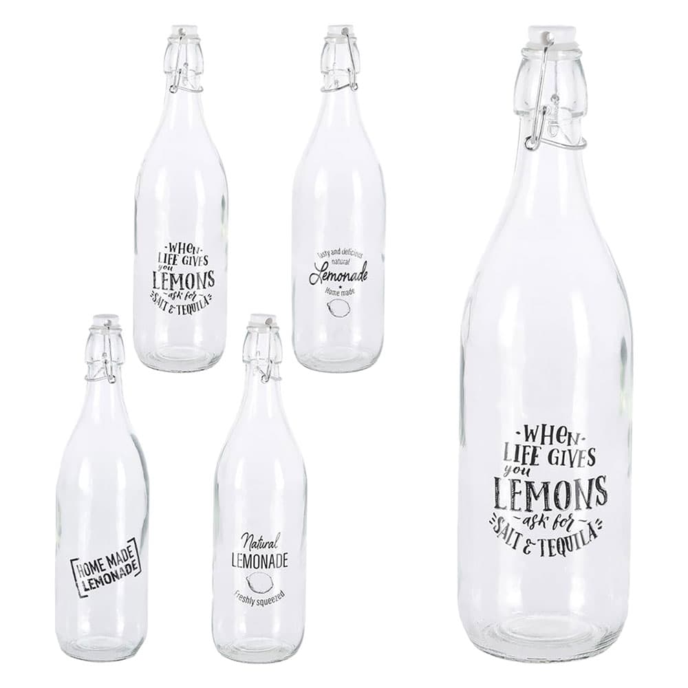 BOTTIGLIA IN VETRO 'DECORATA' 1000 ml (12 PZ)