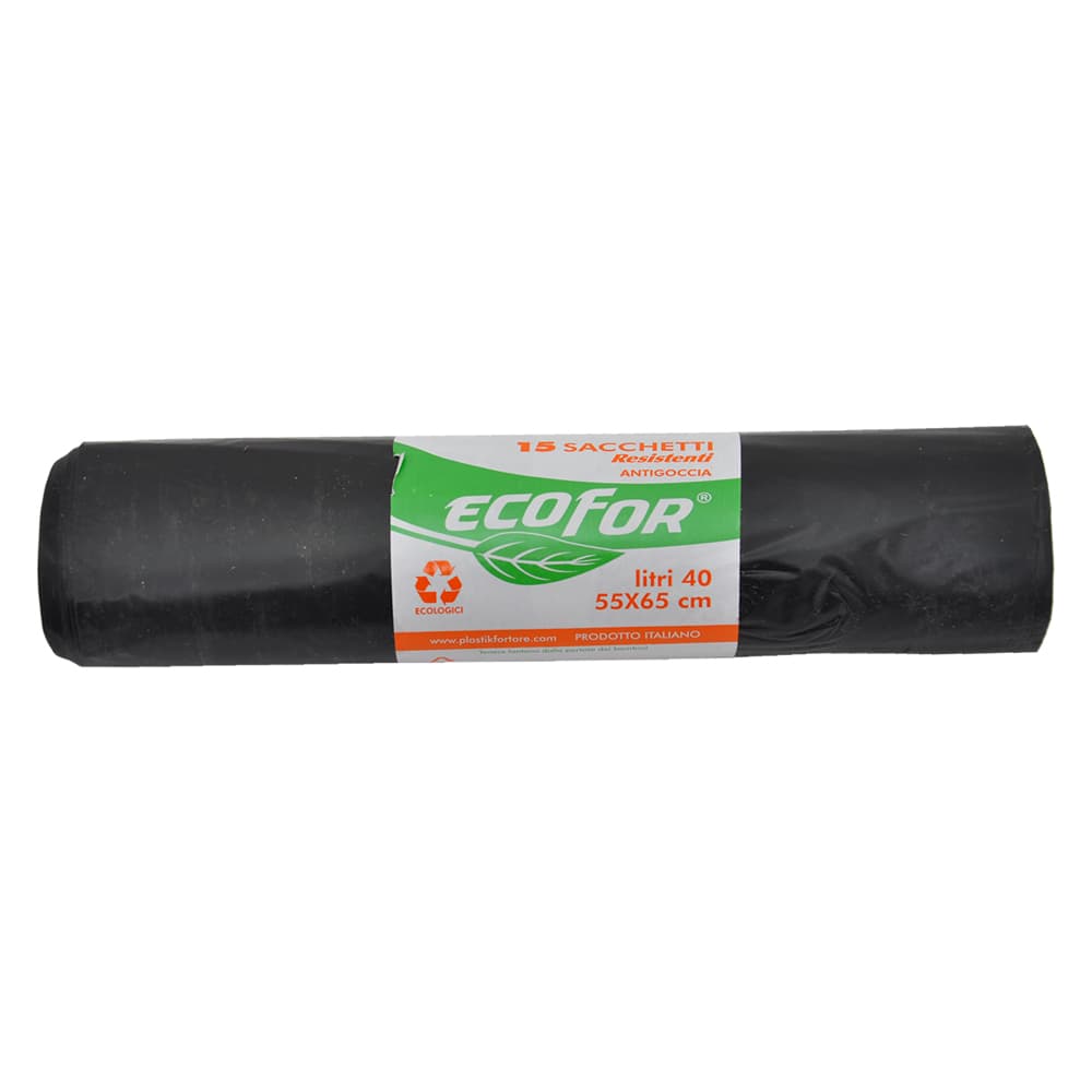 SACCHI PER NETTEZZA URBANA 'RESISTENTI' cm 55x65 - cf.15 pz - lt. 40 - neri