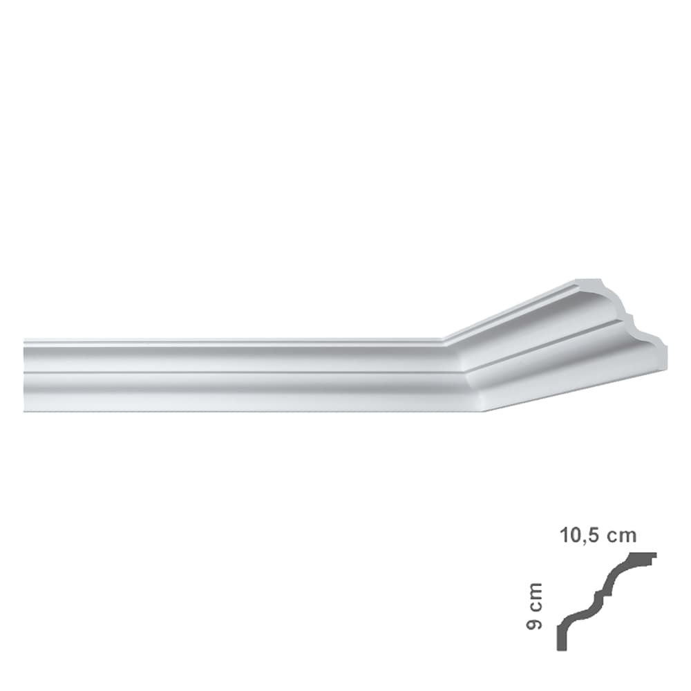 CORNICE DECORATIVA PER SOFFITTO mod. I777 - mm 105 x 90 x 2 mt (45 PZ)