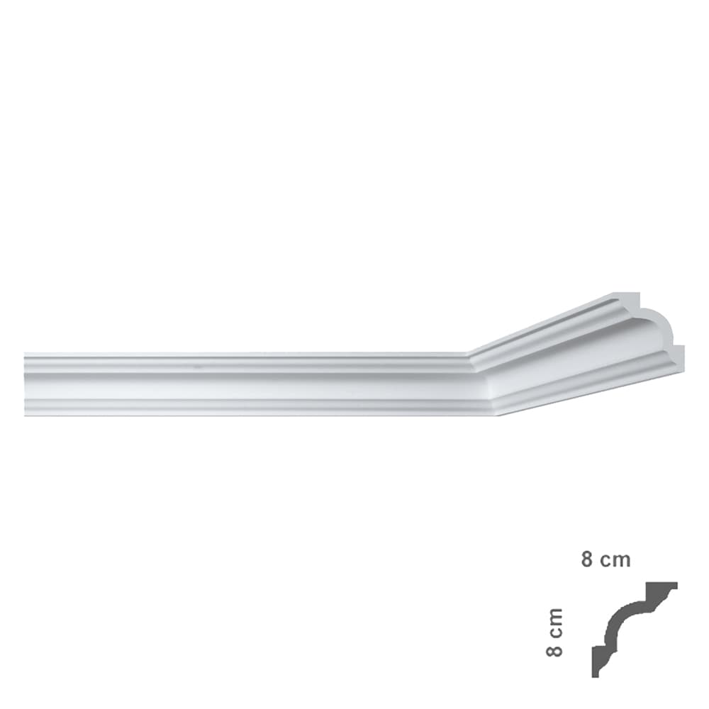 CORNICE DECORATIVA PER SOFFITTO mod. I780 - mm. 80 x 80 x 2 mt (50 PZ)