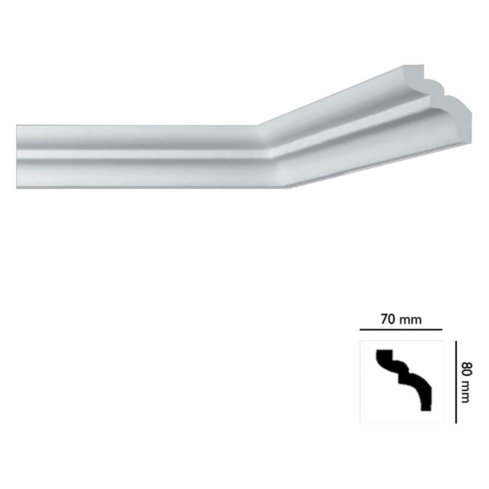 CORNICE DECORATIVA PER SOFFITTO mod. I785 - mm. 70 x 80 x 2 mt (50 PZ)
