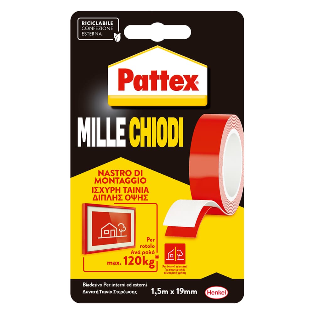 NASTRO BIADESIVO 'MILLECHIODI' mm 19 x 1,5 mt (12 BL)