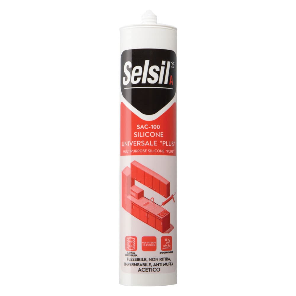 SILICONE ACETICO UNIVERSALE 'SAC 100' trasparente ml 280 (25 PZ)