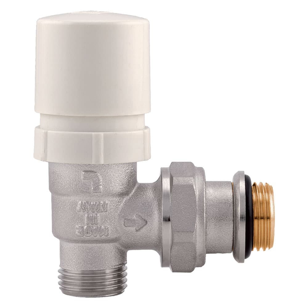 VALVOLA AD ANGOLO TERMOSTATIZZABILE PER RADIATORI 1/2 M - con cappuccio (4 PZ)