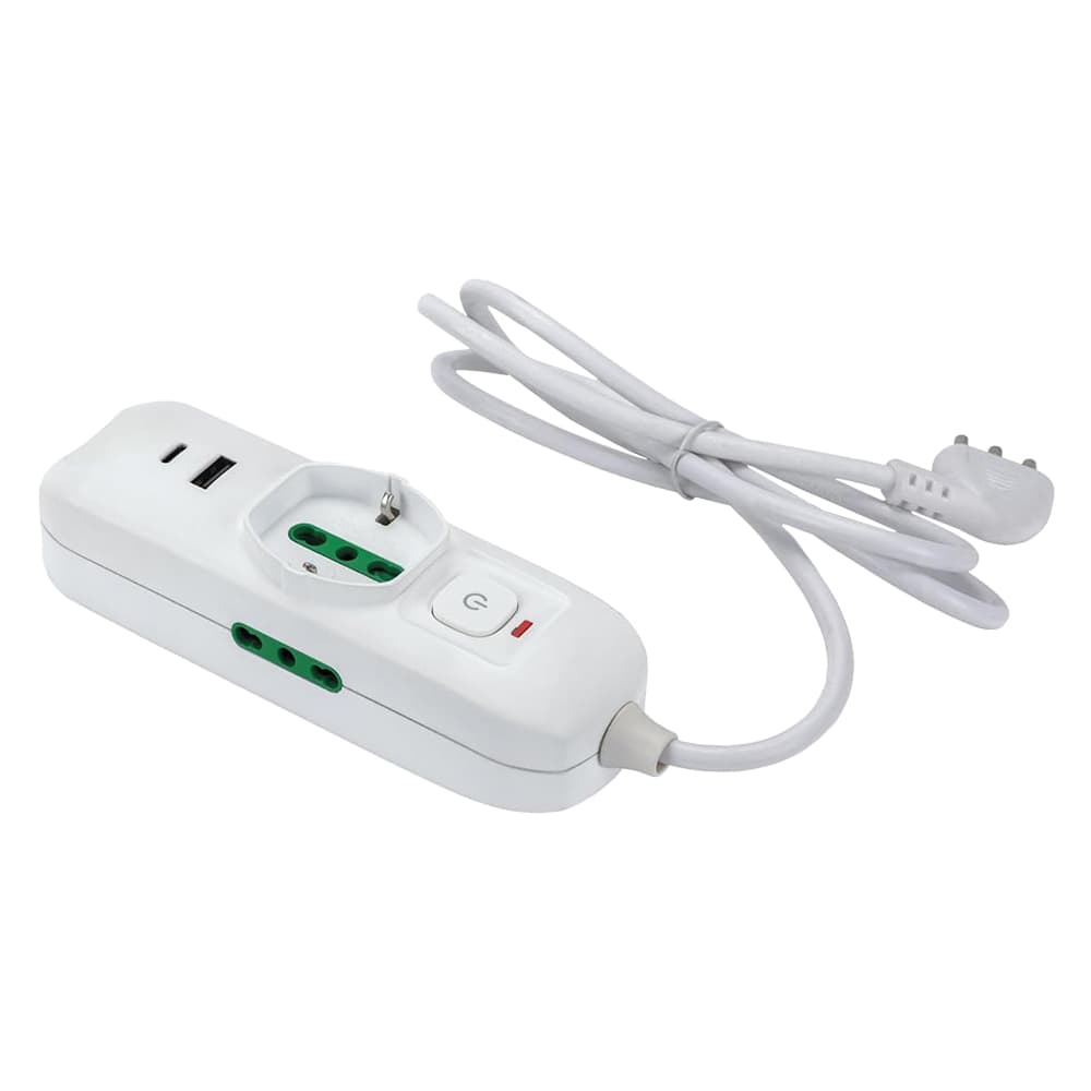 MULTIPRESA MINI 'TRIAX 2' mt. 1,5 - colore bianco
