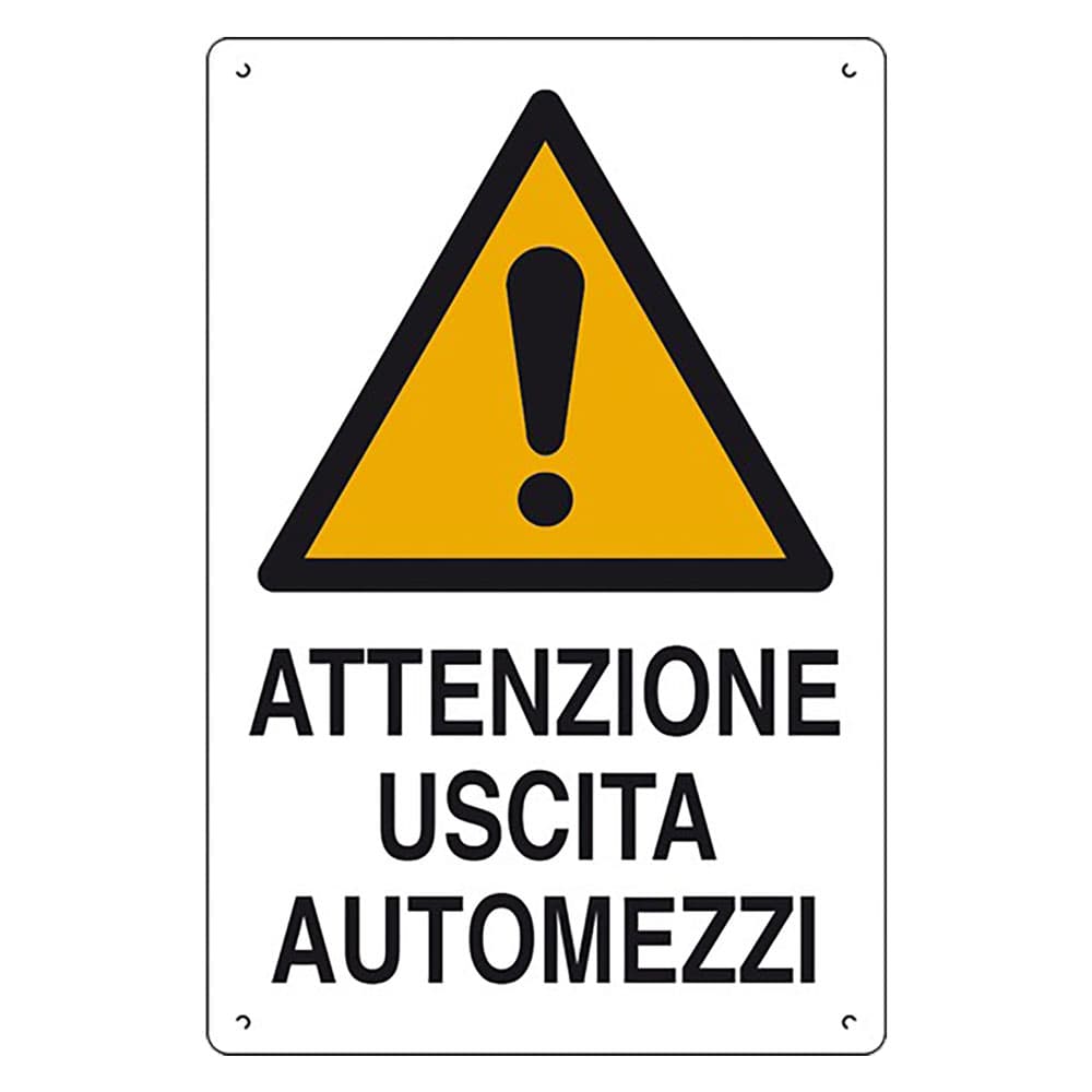 CARTELLO 'ATTENZIONE USCITA AUTOMEZZI' cm 40 x 60 (10 PZ)
