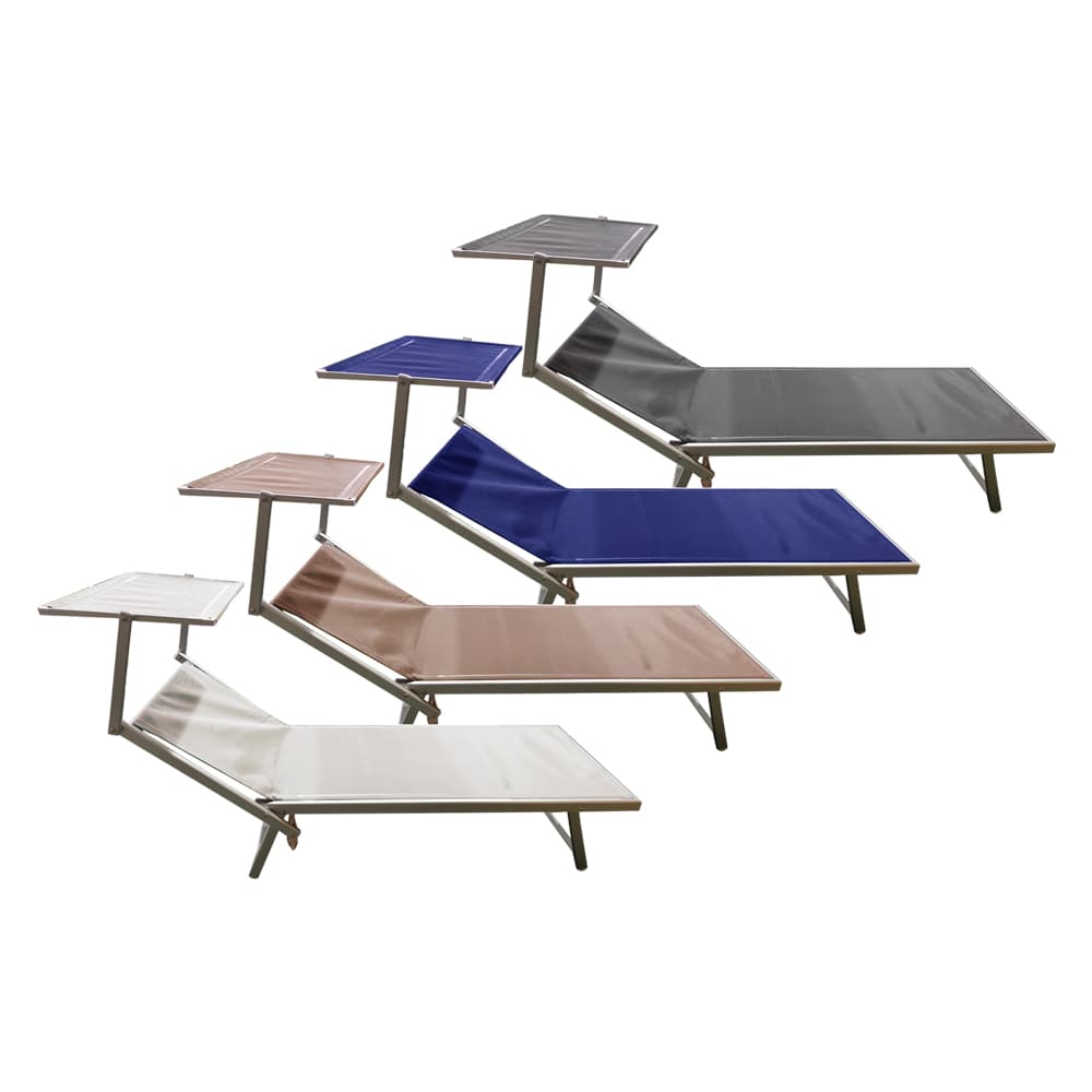LETTINO SPIAGGIA CON PARASOLE 'ATRANI' telo colore blu (2 PZ)