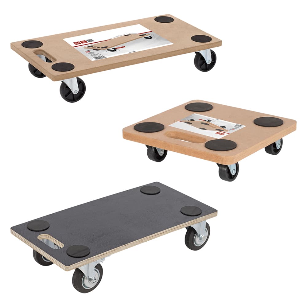 CARRELLO MULTIUSO PEDANA LEGNO cm 29 x 29 - ruote Ø 50 mm / portata 200 kg